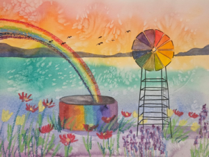 Kids water colour class for free. RAINBOWS